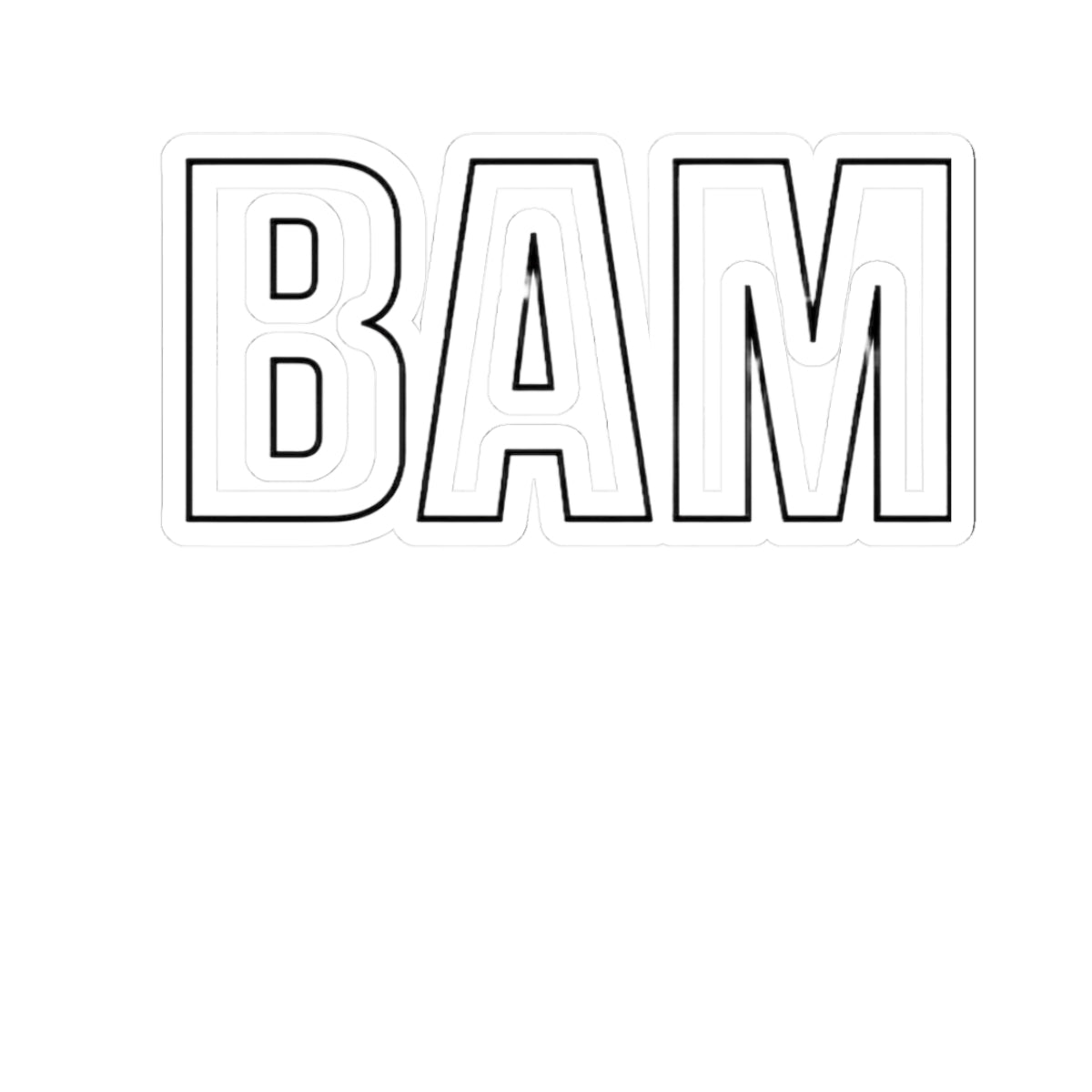 BAM Bold Outline Kiss-Cut Sticker — Retro Pop Lettering Decal for Laptops & Water Bottles